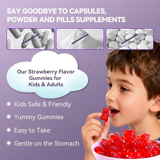 Saffron Gummies for Kids 100% Pure Organic Saffron Extract Sugar Free Saffron Supplements Gummy for Children Calm Mood & Focus - 60 Gummies