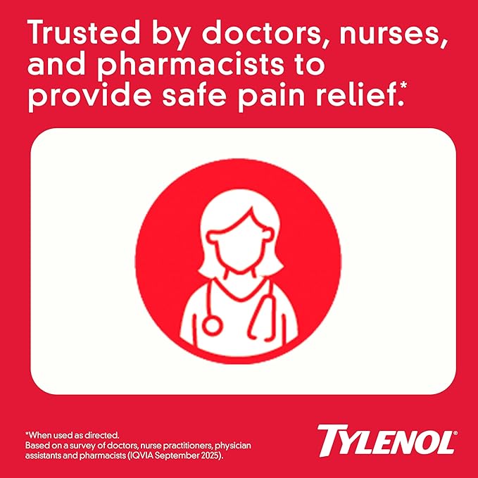 Tylenol 8HR Arthritis Pain Relief Caplets, Fast, Strong Pain Relief, 650 mg Acetaminophen for Minor Arthritis & Joint Pain, Fever Reducer, Extended Release, Won't Irritate Stomach, 100 Count