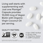 Sports Research® Biotin 10,000mcg with Organic Coconut Oil - Biotin (Vitamin B7) for Healthy Skin and Hair Support* - for Women and Men - Vegan, Non-GMO, Gluten & Soy-Free - 30 Veggie Softgels