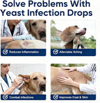 Yeast Infection Treatment for Dogs, 60 ml Dog Yeast Care Drops Ear Support Formula, Relief for Itchy Skin, Ear Infections, Liquid Drops for Dogs & Cats