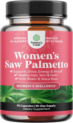 Extra Strength Saw Palmetto for Women 500mg - DHT Blocker for Women 30-Day Supply - Hair Vitamins for Hair Loss Supplement - Pure Saw Palmetto Extract Capsules with Maca Root & Biotin - 90 Count