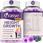 Height Growth Gummies for Kids & Teens - Calcium, Vitamin D3 + K2, Zinc, Magnesium, L-Arginine - Teen Multivitamin Gummies for Children Bone Strength and Immunity - 60 Gummies