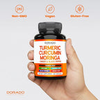 Turmeric Curcumin Supplement with Black Pepper, Ginger, Moringa (Made with 95% Curcuminoids) Third Party Tested, Non-GMO, Gluten Free - USA Made - (120 Capsules)