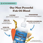 Natural Dog Company Arctic Omega Oil for Dogs – Salmon, Pollock, Krill & Algal, DHA Supports Skin & Coat, Joint Mobility, Cognitive Health & Immune Wellness, Liquid Fish Oil Pump,16 oz