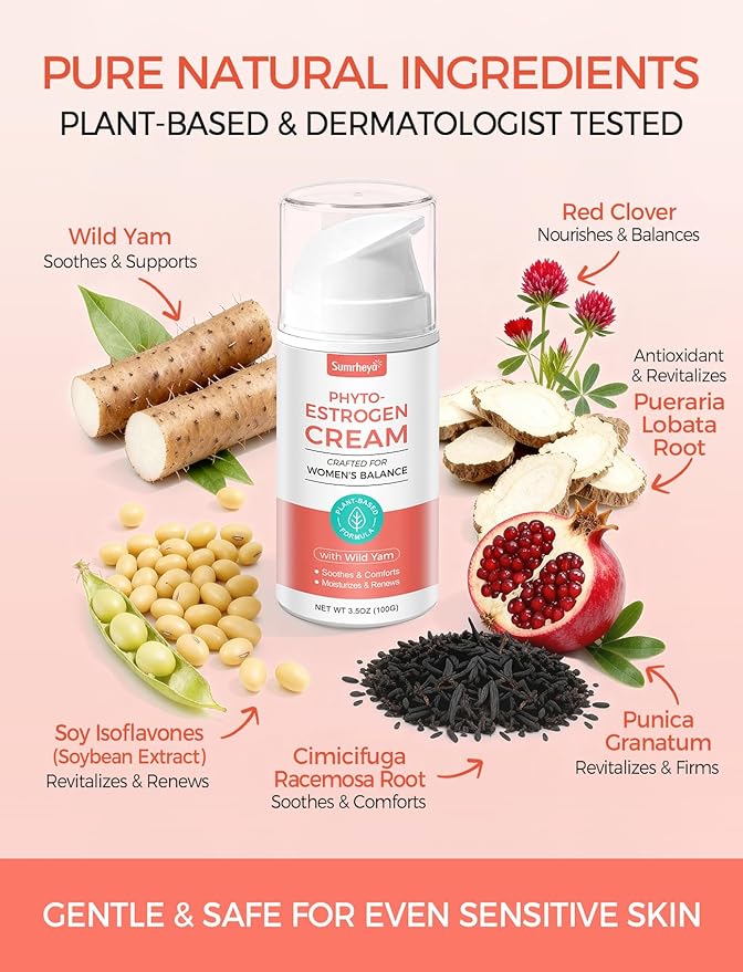 Women’s Balance Cream - Phytoestrogen Moisturizer with Wild Yam for Face & Body - Paraben-Free - Natural Balancing Skin Cream for Hydration - Firms & Revitalizes Dry, Sensitive Skin - 3.5oz