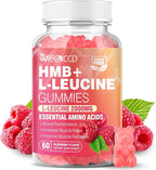 MEENCCD HMB and L-Leucine Gummies, HMB and Leucine Amino Acid for Muscle Growth, Muscle Maintenance, and Muscle Comfort, for Men & Women, Sugar-Free, Raspberry Flavor, 60 Count