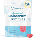 WONDERCOW Colostrum Gummies for Gut Health, Immune Support & Wellness | Natural IgG Whole Bovine Colostrum Supplement, 1,000mg per Serving (90 Gummies (30 Servings), Strawberry Cream)