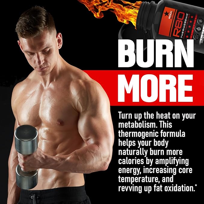 Rockstar R80 Extreme Thermogenic Hyper-Metabolizer Fat Burner for Men & Women – GLP-1 Support, Appetite Suppressant, Thermogenic Weight Loss Pills | Metabolism Booster