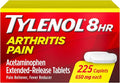 Tylenol Acetaminophen 650 mg Extended Release Caplets, Fast, Strong Pain Relief, 8 Hour Arthritis Pain Relief, Joint Pain Reliever & Fever Reducer, Long-Lasting Relief, Oral Medicine, 225 Count