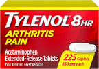 Tylenol Acetaminophen 650 mg Extended Release Caplets, Fast, Strong Pain Relief, 8 Hour Arthritis Pain Relief, Joint Pain Reliever & Fever Reducer, Long-Lasting Relief, Oral Medicine, 225 Count