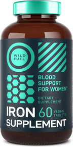 Iron Supplement for Women with Folic Acid - 35 mg Blood Builder Ferrous Sulfate, Folic Acid 400 mcg - Iron Pills for Women with Anemia & Pregnancy Support - 60 Gluten-Free, Vegan Vitamin Tablets