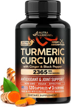 Turmeric Curcumin Supplement 2365 mg - Turmeric with Ginger & Black Pepper - Highly Bioavailable & Extra Strength 95% Curcuminoids - Antioxidant, Immunity & Joint Support - Made in USA - 120 Capsules