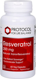 PROTOCOL FOR LIFE BALANCE Resveratrol 200 mg - Trans-Resveratrol - with Japanese Knotweed & Grape Seed Extract - Vegan & Non-GMO - 60 Veg Capsules