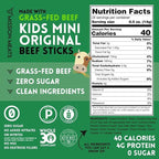 Mission Meats Kids Beef Sticks, 100% Grass Fed, Healthy Snacks for Kids, Zero Sugar, 9g Protein per Serving, Gluten & Nut Free, Individually Wrapped, Mini 0.5oz (72ct Bag)