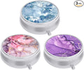 3 Pack Pill Box, Small Pill Case for Purse & Pocket, Cute Travel Medicine Organizer, Portable Medicine Container Holder to Hold Vitamins, Medication, Fish Oil & Supplement, Light Luxury Marble