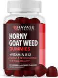 Horny Goat Weed Gummies with Vitamin B12 - Energy, Endurance & Performance Support for Male Health - 60 Count - Vegetarian-Friendly, Non-GMO, Pectin-Based - Raspberry Flavor, 1 Month Supply