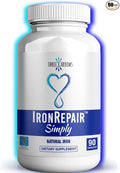 Iron Repair Simply Natural Iron Supplement, Best Absorption & Gentle on Stomach, Monash Low FODMAP, Raise Hemoglobin & Ferritin Iron Pills for Women, Men, Teens, & Pregnancy 90 Bovine Gelatin Capsules