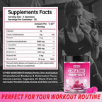 Creatine Monohydrate Gummies 5000mg –Muscle Strength,Energy,Focus, Recovery Support 128 Gummies Pre & Post Workout Supplement Bottle Delicious Creatine Supplement for Men and Women - Raspberry Flavor