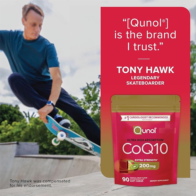 Qunol CoQ10 200mg Soft Chews,Extra Strength & Ultra High Absorption Coenzyme Q10 Supplement,#1 Cardiologist Recommended Supplement for Heart Health,90 Count (Pack of 2)