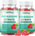 Potassium Citrate Supplement Gummies, Potassium Supplements for Women & Men, Helps Maintain Muscle Wellness & Electrolyte Balance, Vegan, Raspberry Flavor, 60 Count Potassium Gummies