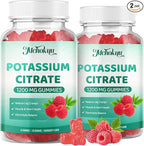 Potassium Citrate Supplement Gummies, Potassium Supplements for Women & Men, Helps Maintain Muscle Wellness & Electrolyte Balance, Vegan, Raspberry Flavor, 120 Count Potassium Gummies