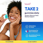 Biotin Gummies 10,000mcg with Collagen - 23-in-1 Hair Growth Gummies for Women & Men - Hair Skin and Nails Gummies with Keratin & Saw Palmetto - Sugar Free Non-GMO, Blueberry, 90 Count
