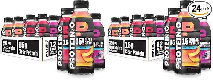 Protein2o Hydration Drink - 2-in-1 Liquid Clear Whey Protein Isolate and Electrolyte Drink - 15g Protein, Vitamins B5, B6 - Post-Workout Recovery - 16.9 Fl Oz - Flavor Fusion Variety,(Pack of 24)