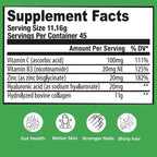 Collagen Peptides Powder – Hydrolyzed Bovine Collagen with Vitamin C, Hyaluronic Acid, Zinc & B3 – Type 1 & 3 Unflavored Protein Powder for Women & Men Hair, Skin, Nails, Joints 45 Servings