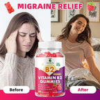 Vitamin B2 Gummies for Kids & Adults, VIT B2 Riboflavin 400mg Supplement with Magnesium for Migraine Relief & Nervous System Support, Non-GMO, Vegan, Raspberry Flavor 120 Count