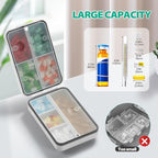 Weekly Pill Organizer, Extra Large Pill Box with Labels and Storage Bag, 8 GRIDS Medicine Pill Organizer, Moisture-Proof Airtight Travel Pill Case for Vitamin, Medicine, Supplement Organizer, White