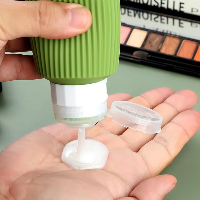 Mrsdry Travel Bottles for Toiletries, Large 6oz Travel Size Containers, BPA Free Leak Proof Tubs Refillable Liquid Accessories with Toiletry Bag for Cometic Shampoo and Lotion Soap (4 Pack)