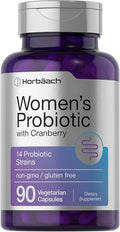 Horbäach Probiotic for Women with Cranberry | 90 Vegetarian Capsules | Dietary Supplement with 14 Probiotic Strains | Non-GMO, Gluten Free Supplement