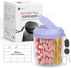 Hionxmga Pill Dispenser with 7 Large Compartments, Pill Organizer for Travel, Supplement Organizer with Anti-Mixing Design, BPA-Free Pill Container with 20 Pcs Labels, Purple