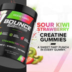 Bounce Pro Creatine Monohydrate Gummies for Men & Women, Low Calorie, 6G of Creatine per Serving, Vegan, Anti-Melting, Gluten-Free, Non-GMO (51 Count (Pack of 1), Strawberry Kiwi)