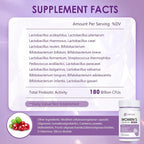 OMOGS Women's Probiotic 180 Billion CFUs 18 Strains, with Organic Prebiotics, Cranberry Extract, D-Mannose & Digestive Enzymes, for Digestive, Boost Immune, PH Balance & Urethral Health, 90 Capsules
