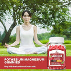 Liposomal Potassium Magnesium Gummies for Adults Kids, High Absorption Potassium Citrate 200mg Magnesium Glycinate 400mg, Vitamin B6 Chewable Supplements for Leg Cramps & Muscle, Raspberry, 60 Count
