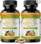 GREENPEOPLE Menopause Supplements for Women - Black Cohosh & Ashwagandha for Hot Flashes, Night Sweats, Mood Swings, Hormonal Balance Support,10 Billion CFU Probiotic - 120(2 Packs) Capsules Vegan