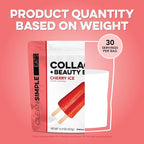 Clean Simple Eats Collagen Powder + Beauty Blend, Cherry Ice Flavor, Hydrolyzed Collagen Peptides from Grass Fed Bovine & Chicken, Hyaluronic Acid for Hair, Skin, Nail & Joint Support, 30 Servings