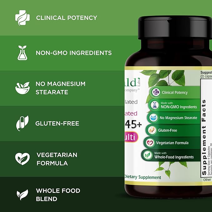 Emerald Labs Women's 45+ Clinical Multi - Multivitamin for Comprehensive Support, Bone & Heart Health* - Designed for Women 45+ - Gluten-Free & Vegetarian - 120 Vegetable Capsules (30-Day Supply)
