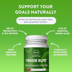 MRM Veggie Elite Performance Protein - Cinnamon Bun, Plant-Based Powder, 24g Protein per Serving with BCAAs & Digestive Enzymes, Clinically Tested - Vegan, Gluten-Free - 30 Servings