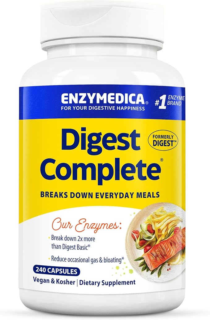 Enzymedica Digest Complete, Full-Range Digestive Enzymes for Daily Gut Health, Fast-Acting Relief from Gas, Bloating & Indigestion, 240 Count