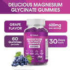 Magnesium Glycinate Gummies 600mg，High Absorption Magnesium Gummies, Sugar Free Chews for Adults & Kids Relaxation, Stress Relief (60 Count（Pack of 2）)