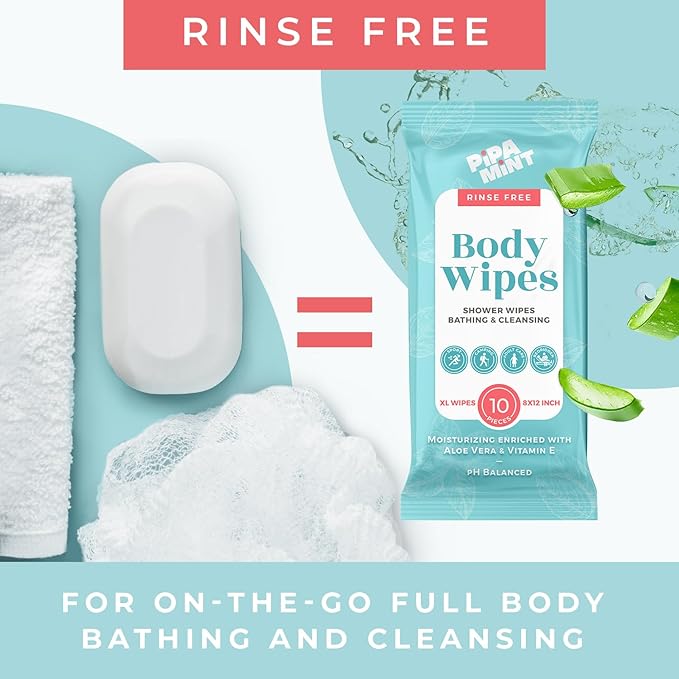 Body Wipes - (28 Packs) - 280 XL Bath Wipes for Adults No Rinse, Adult Wipe for Elderly - Body & Face Gentle Skin Cleansing, Shower Wipe Bathing for Travel, Elderly, Car, Gym, Camping (8x12 Inch)