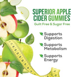 Apple Cider Vinegar Gummies - Sugar Free - Apple Cider Vinegar Powder 1000mg Per Serving - Max Strength ACV Gummy Vitamins - B12 & The Mother - Metabolism & Energy Support - Keto & Vegan - 120 Gummies