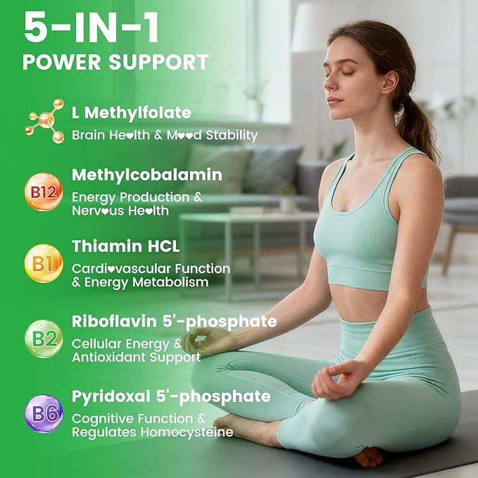 2 Pack L-Methylfolate 15 mg Gummies with Methyl B12, Methylated B1, B2, B6, Active 5-MTHF & High Absorption - Supports Brain Health & Immune System, Pineapple Flavor, 120 Count