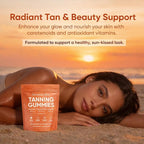 Savanna Skin Tanning Gummies, with Vitamin C & E, Astaxanthin, Beta Carotene & Lycopene Blend, Natural Looking Glow, Bronzing, Radiant Healthy Skin, Non-GMO, Vegan & Sugar-Free, 60 Gummies