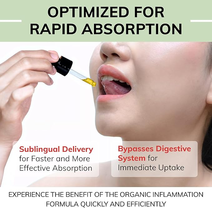 Organic Inflammation Formula Advanced Liquid Drops – Turmeric, Ginger, Boswellia & Black Pepper – Whole-Body Wellness & Inflammatory Support, Joint & Mobility Support – Vegan, Non-GMO – 60 Servings