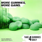 Jacked Factory Sugar Free Creatine Gummies - 5g Daily Dose (1.25g per Gummy) - Creatine Gummy Sugar Free for Men and Women, Vegan-Friendly, Third-Party Tested - 120 Gummies, Green Apple