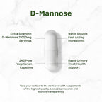 DEAL SUPPLEMENT D Mannose 500mg Capsules (2,000mg Per Serving), 240 Veggie Pills – Fast Acting Water-Soluble Form – Extra Strength Urinary Tract (UTI) Health Support – Non-GMO, Vegan Friendly