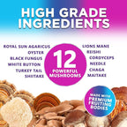 Mushroom Gummies Supplement 12 in 1 - High Grade Blend for Adults with Lions Mane, Reishi, Cordyceps, & Chaga Mushroom Complex Gummy, Memory & Immune Support & Nootropic Brain Supplements - 60 Gummies
